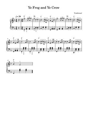 Ye Frog and Ye Crow (folk song) -piano sheet music
