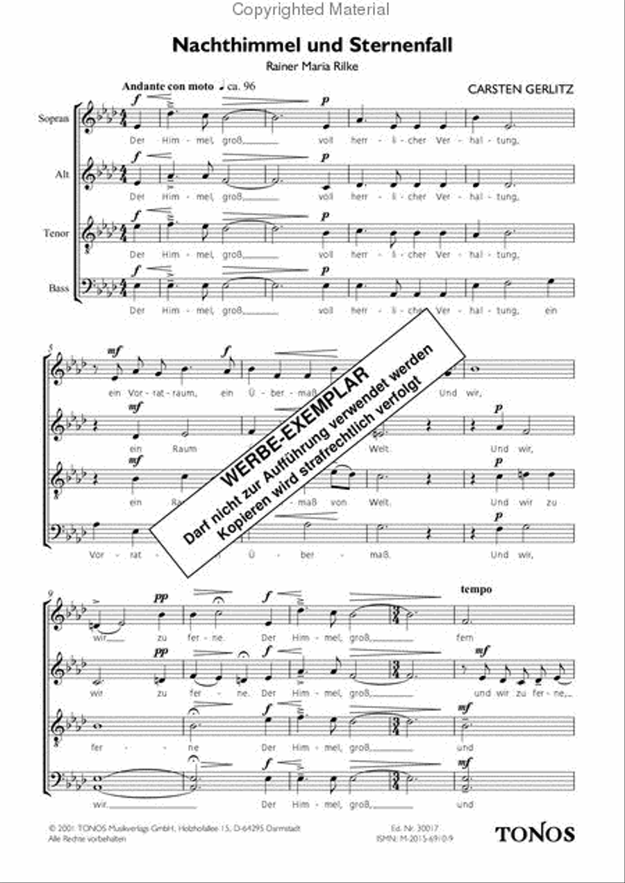 Nachthimmel und Sternenfall 4-Part scores gallery preview page 2
