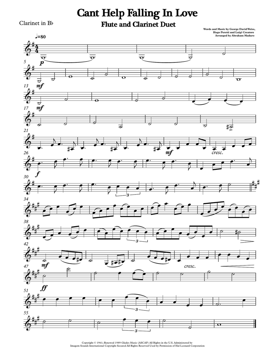 Can't Help Falling In Love Woodwind Duet scores gallery preview page 6