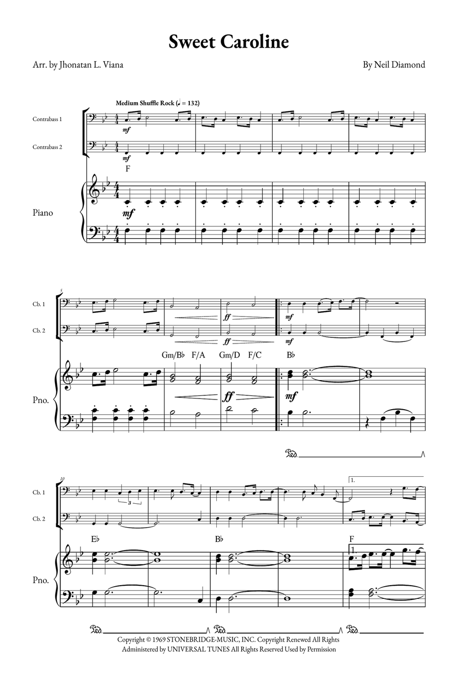 Sweet Caroline String Duet scores gallery preview page 1