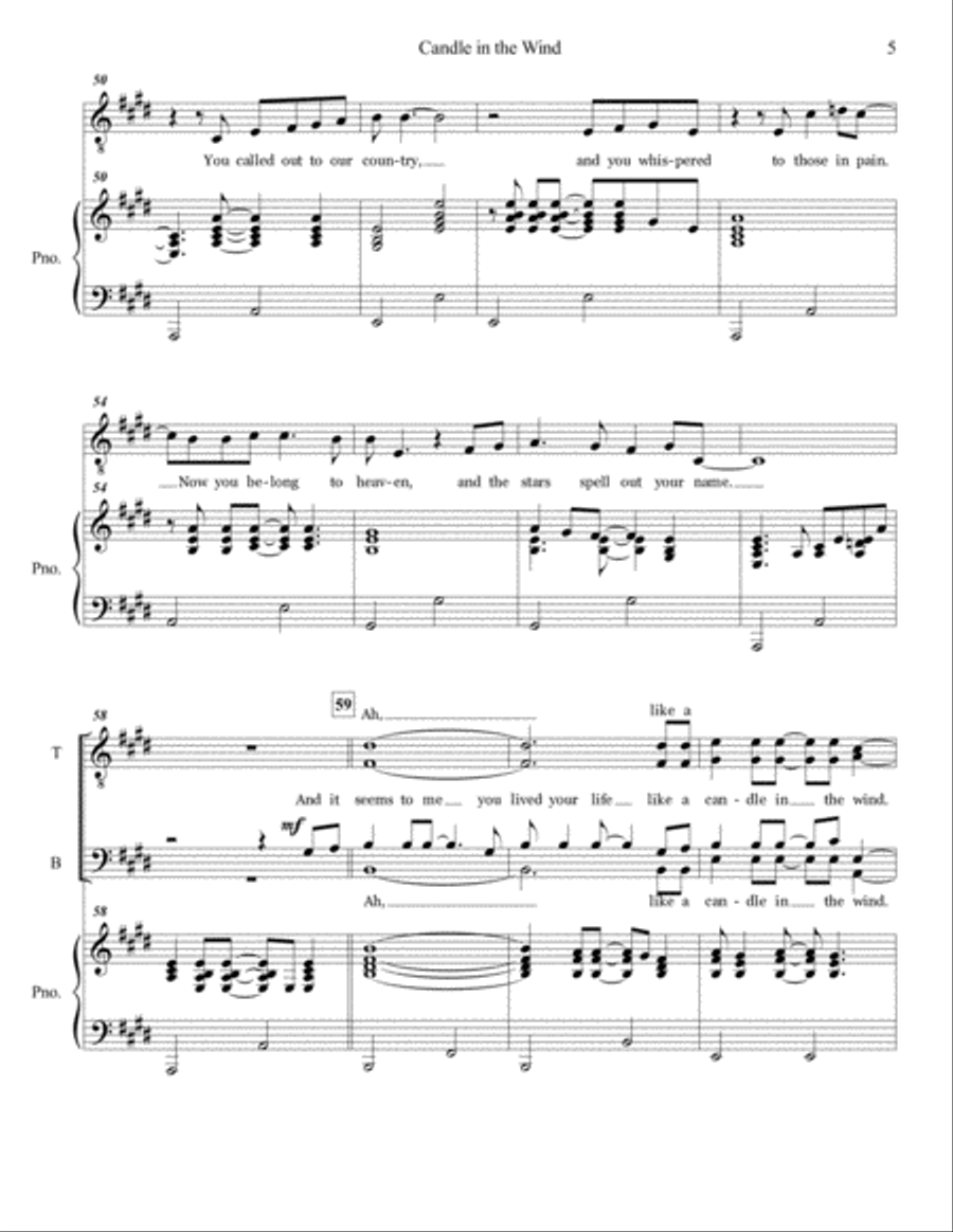 Candle In The Wind TTBB scores gallery preview page 5