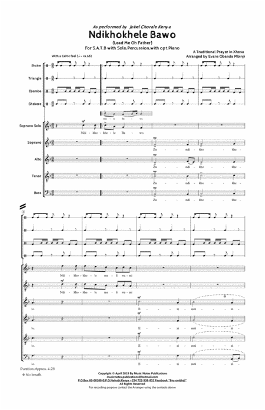 Ndikhokhele Bawo (Lead Me Oh Father) 4-Part scores gallery preview page 2
