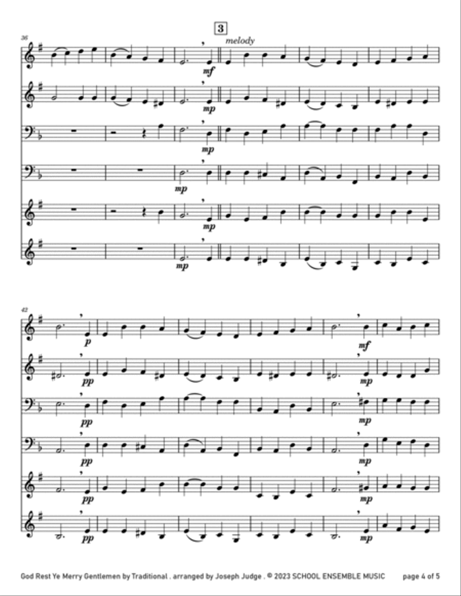God Rest Ye Merry Gentlemen for Brass Quartet in Schools Brass Quartet scores gallery preview page 4
