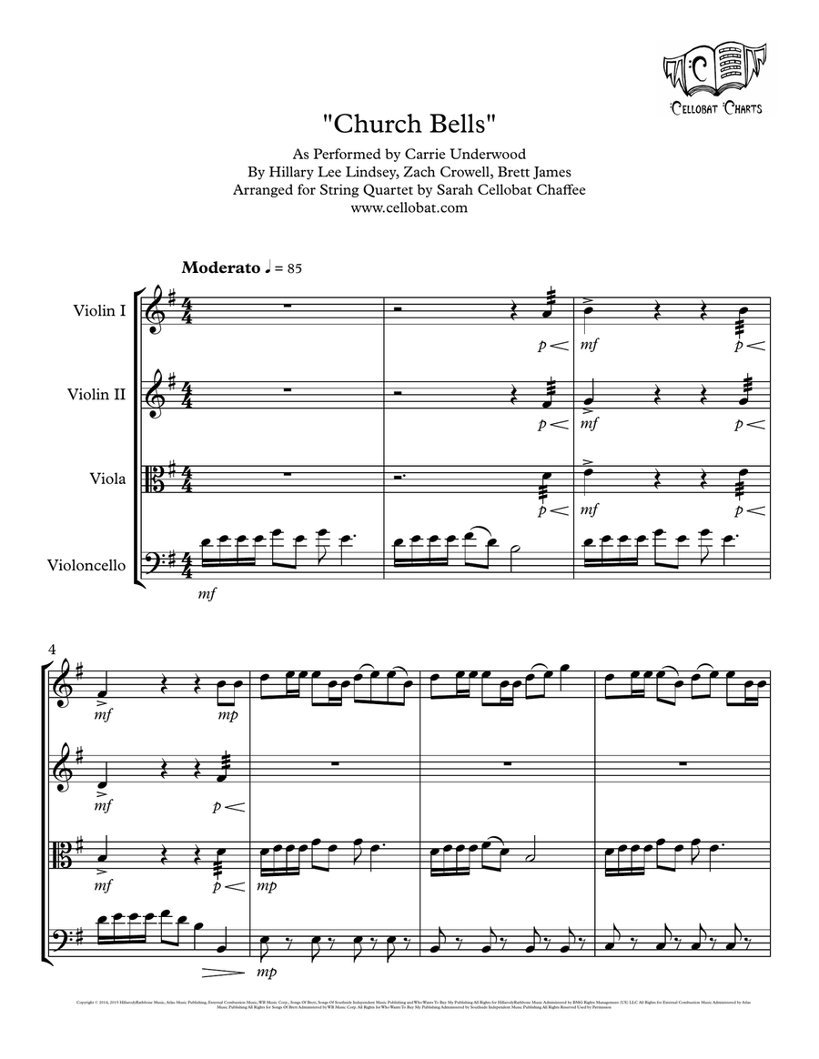 Church Bells String Quartet scores gallery preview page 1