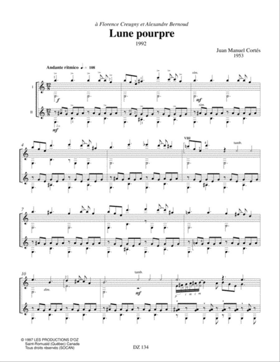 Lune pourpre Classical Guitar scores gallery preview page 3