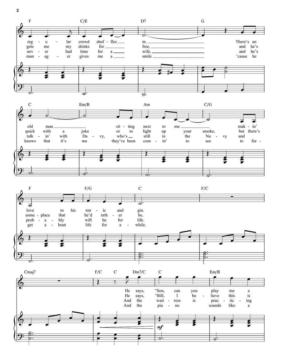 Piano Man Voice scores gallery preview page 2