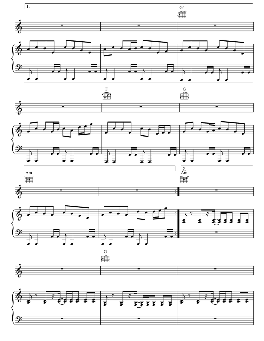 Silence Piano, Vocal, Guitar scores gallery preview page 4