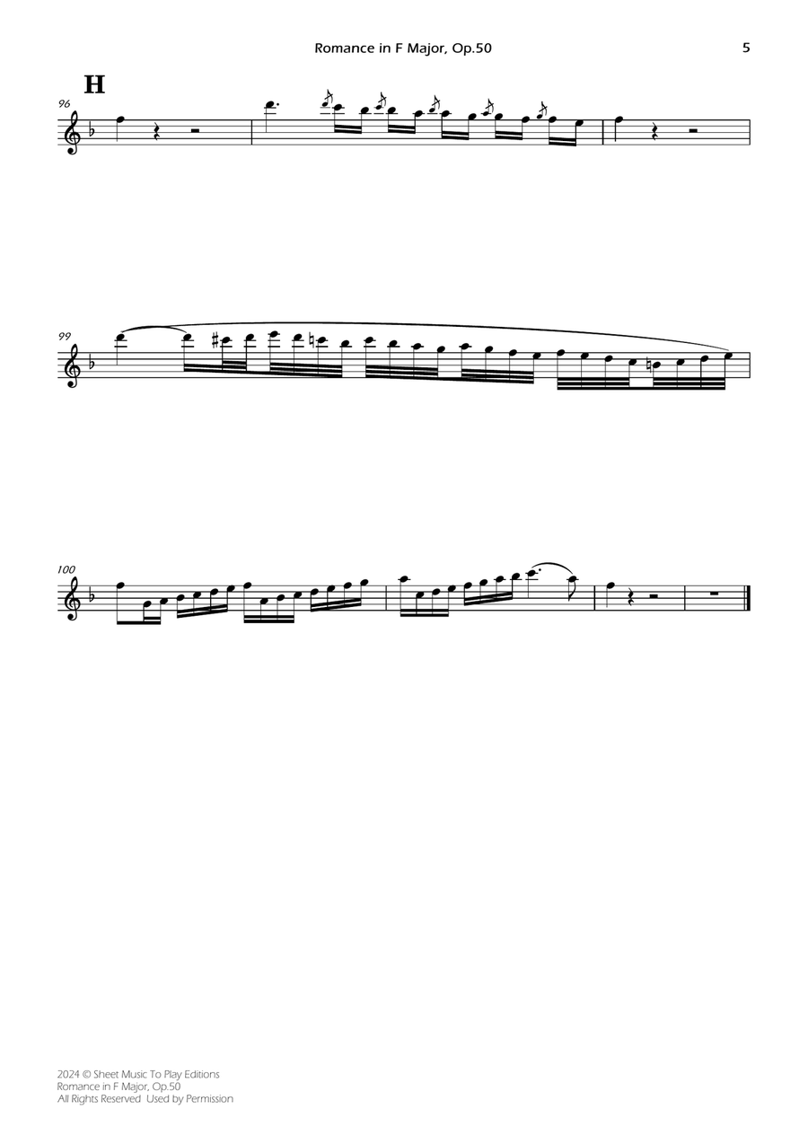 Romance in F Major, Op.50 - Flute and Piano (Individual Parts) Flute scores gallery preview page 5