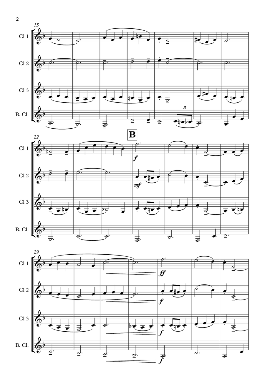Eton Boating Song Eton Boating Song Clarinet Quartet scores gallery preview page 2