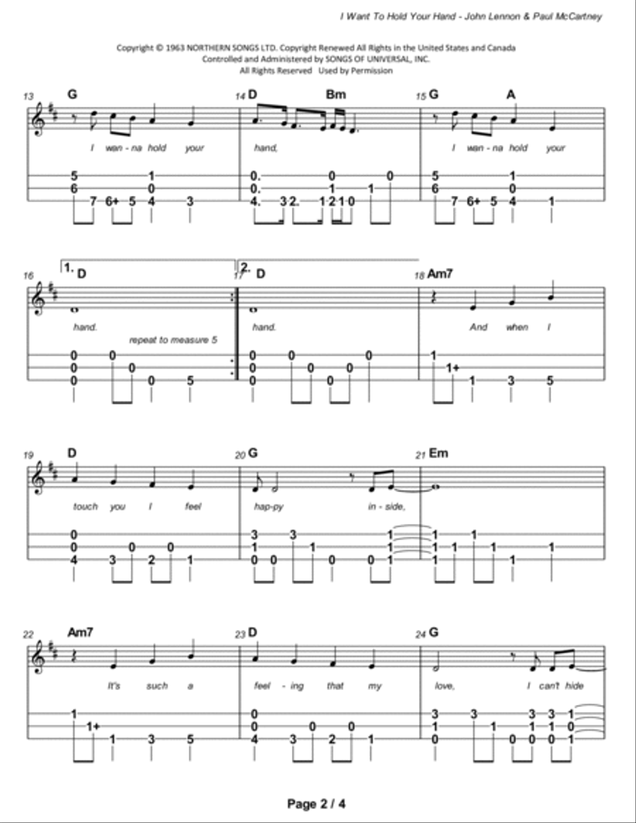 I Want To Hold Your Hand Dulcimer scores gallery preview page 3