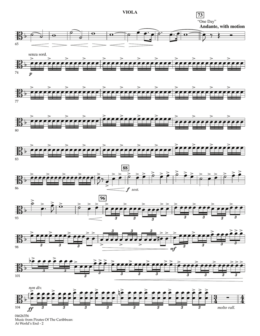 Music from Pirates of the Caribbean: At World's End - Viola Orchestra scores gallery preview page 2