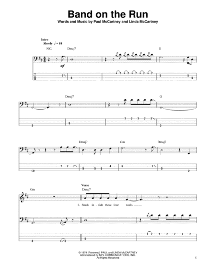 Band On The Run Guitar Tablature scores gallery preview page 1