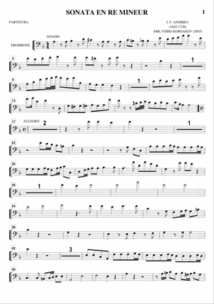 SONATA EN RE MINEUR - J.F.ANDRIEU Brass Ensemble scores gallery preview page 5