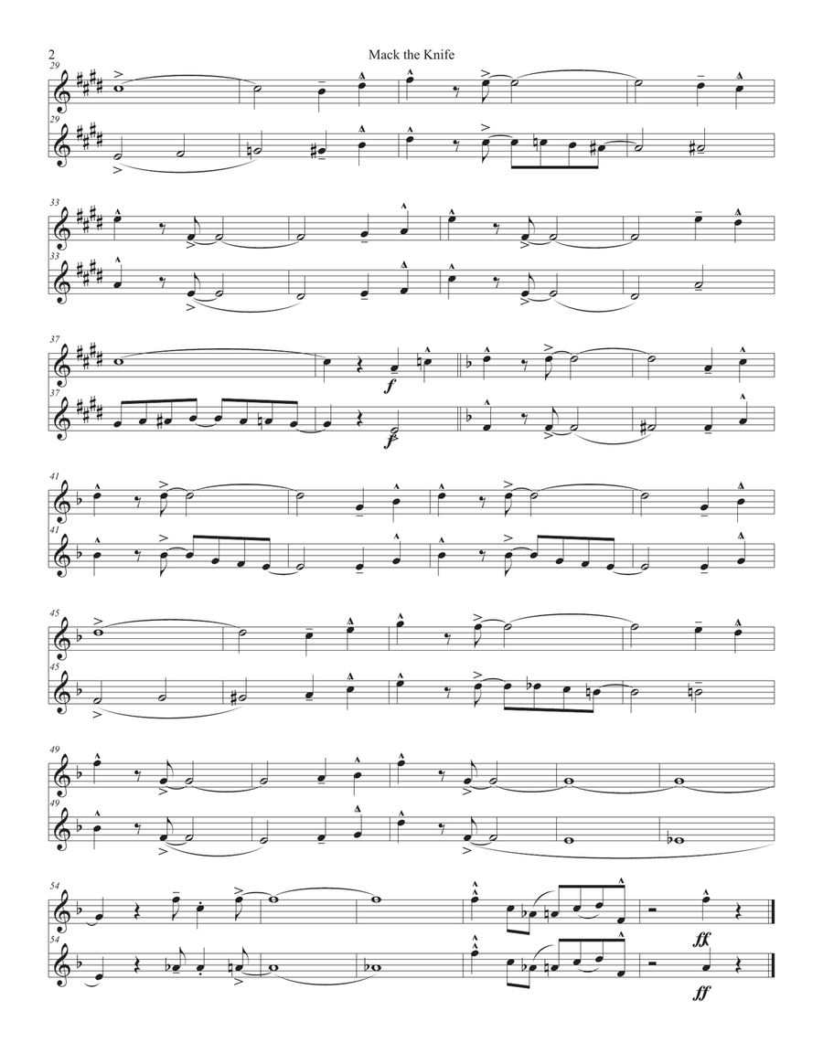 Mack The Knife Trumpet Duet scores gallery preview page 2