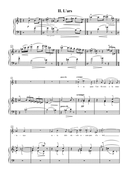 Cinc sonets de J. Camer for Voice and Piano