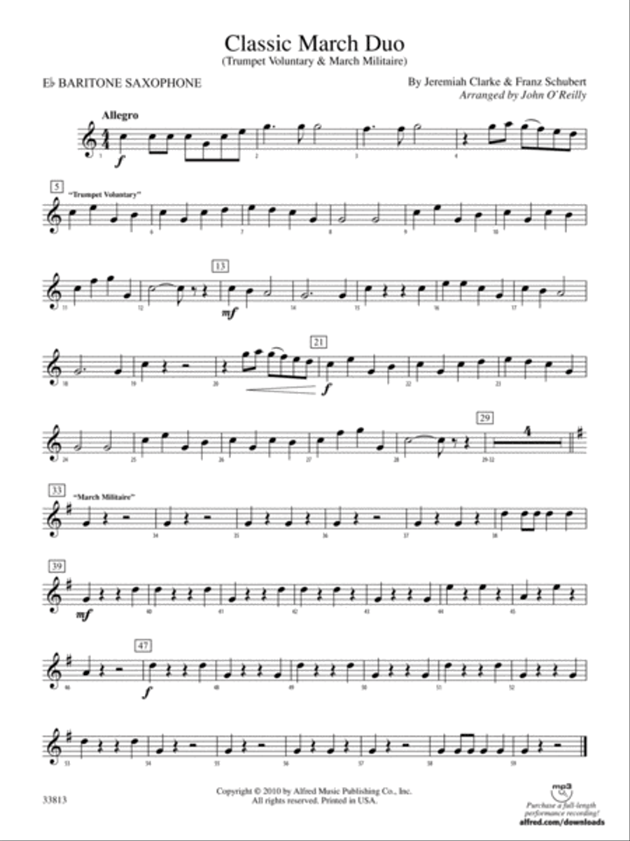 Classic March Duo: E-flat Baritone Saxophone Concert Band scores gallery preview page 1