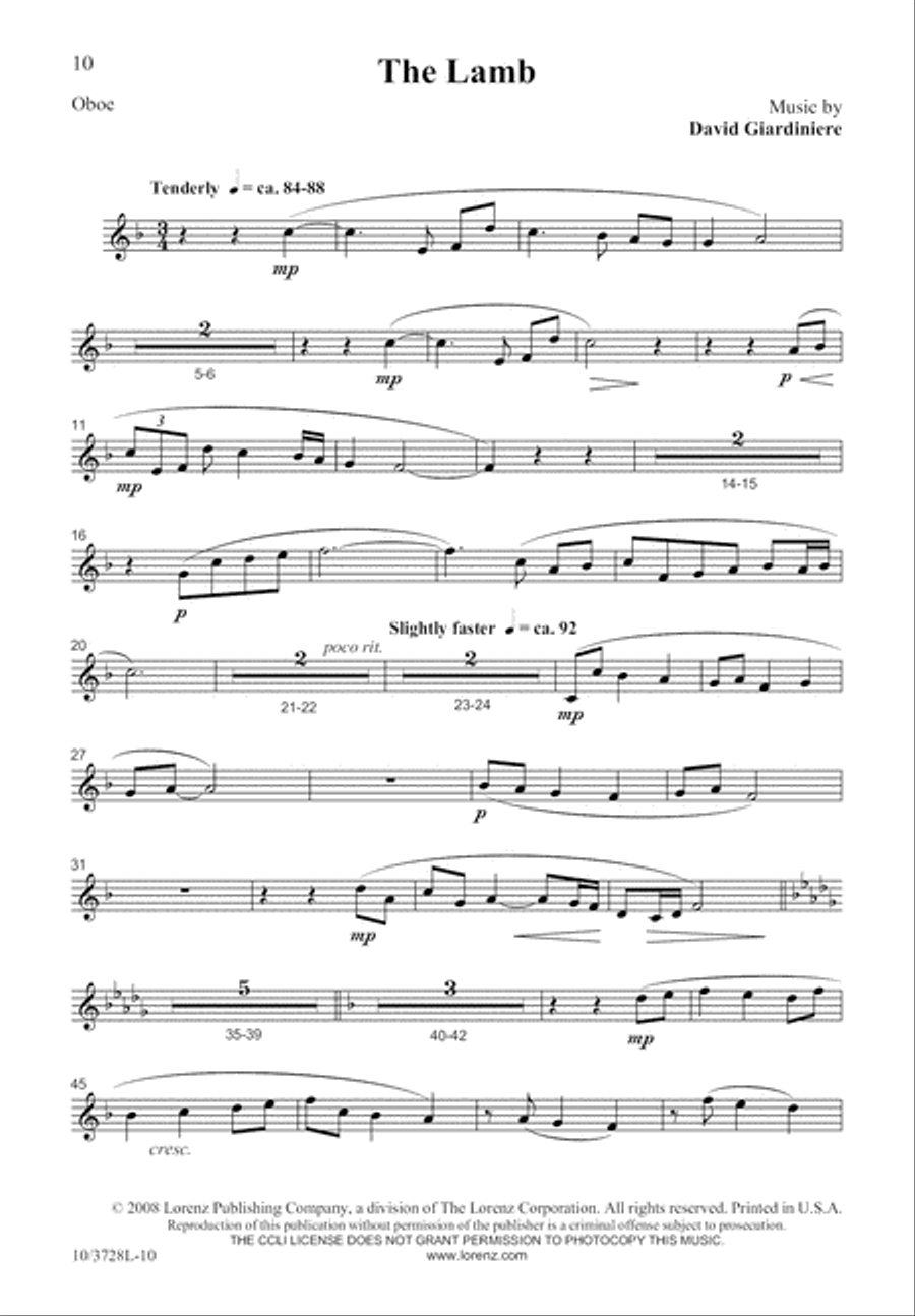 The Lamb The Lamb 4-Part scores gallery preview page 10