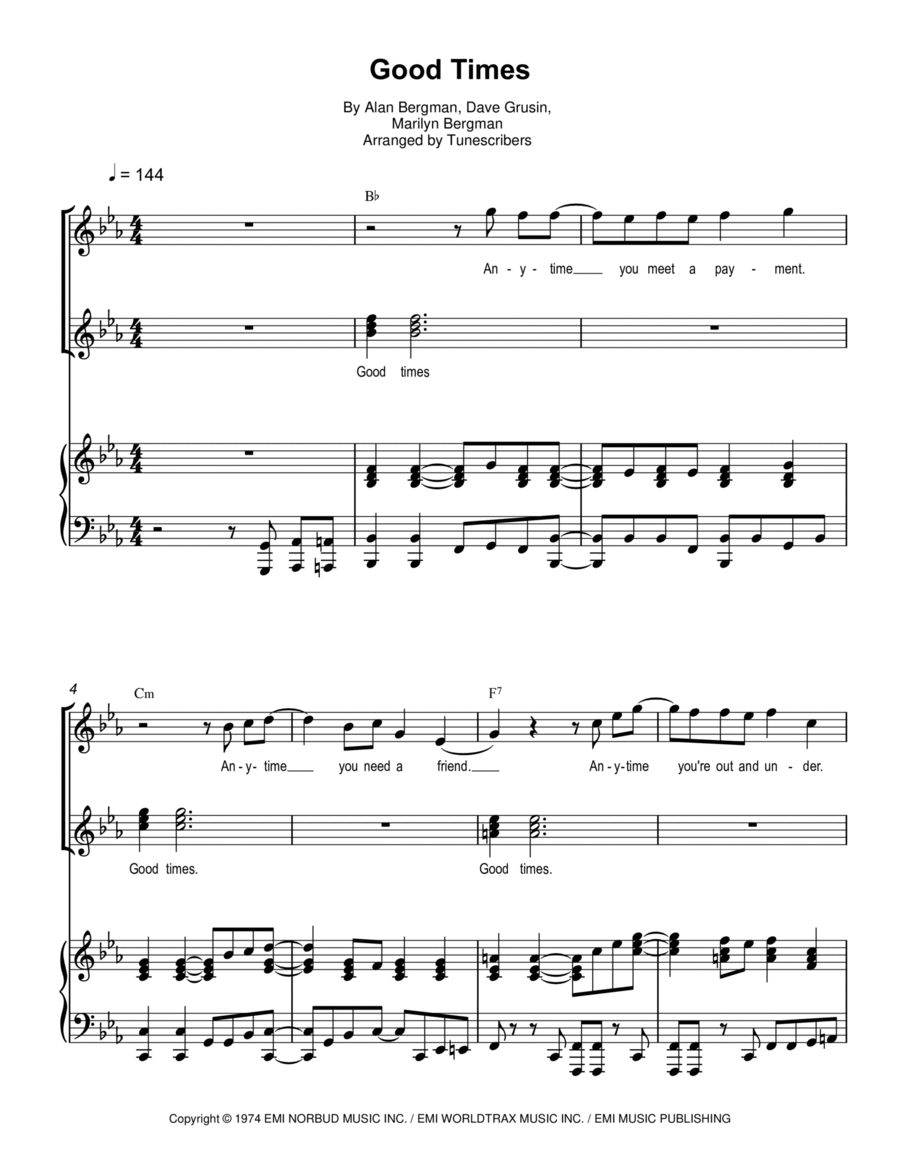 Good Times Theme Voice scores gallery preview page 1