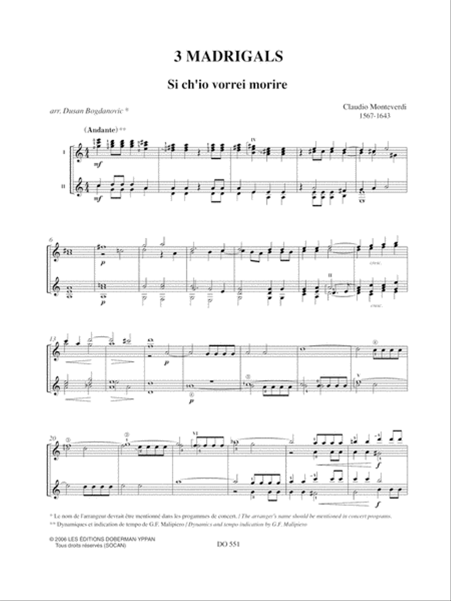 3 Madrigals Classical Guitar scores gallery preview page 3