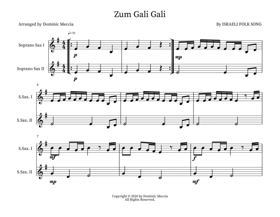 Zum Gali Gali Woodwind Duet scores gallery preview page 1
