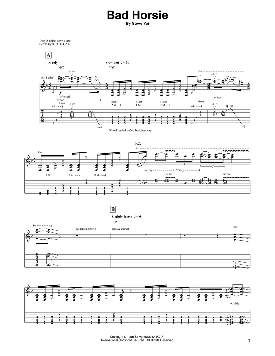 Bad Horsie Guitar Tablature scores gallery preview page 1
