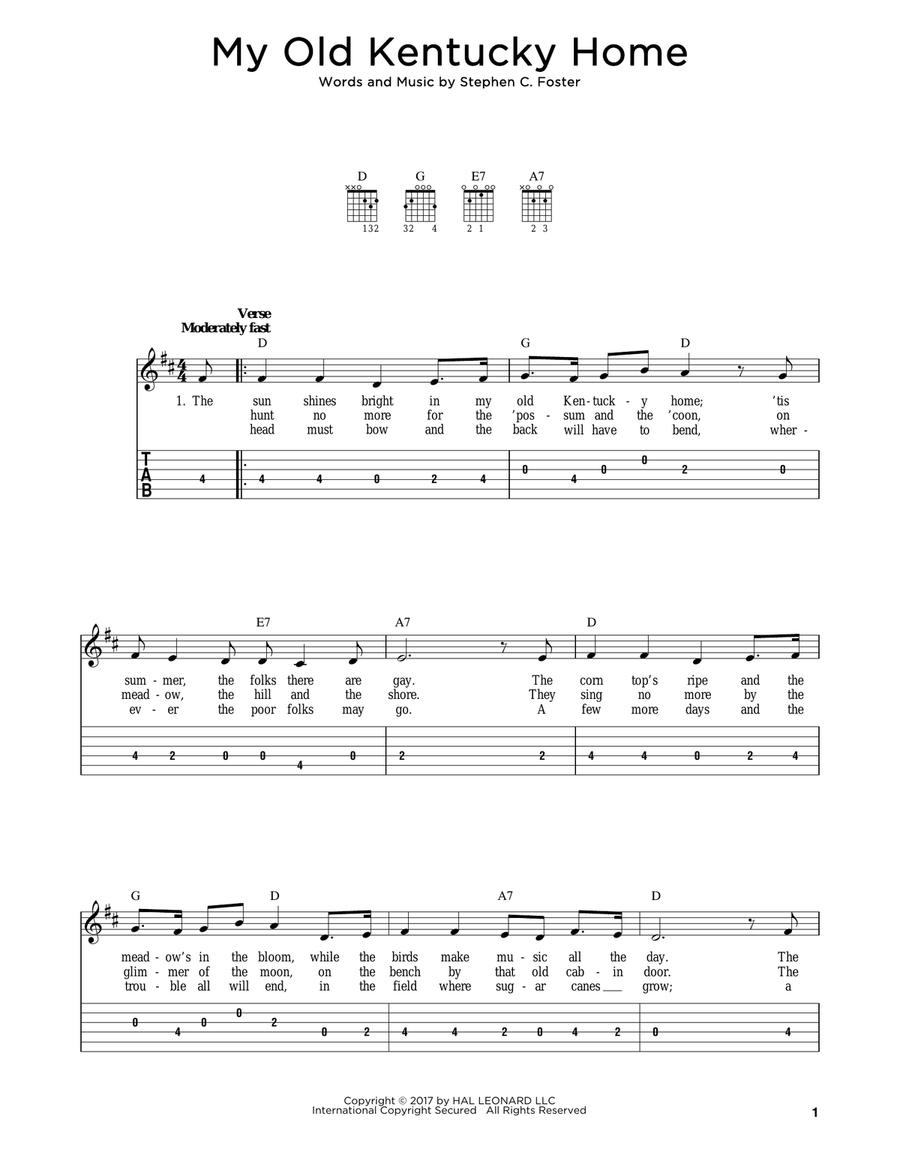 My Old Kentucky Home Acoustic Guitar scores gallery preview page 1