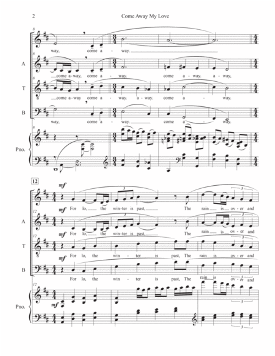 Come Away My Love 4-Part scores gallery preview page 2