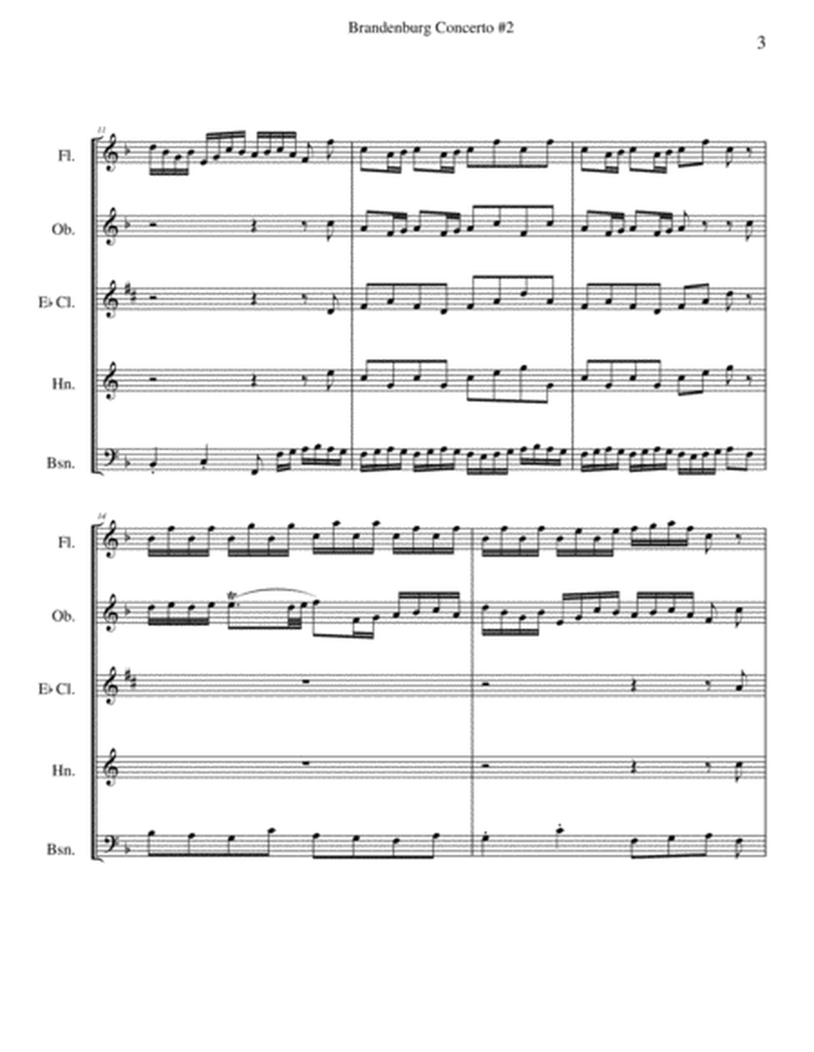 Bach Brandenburg Concerto #2 - 1st Movement for Woodwind Quintet image number null