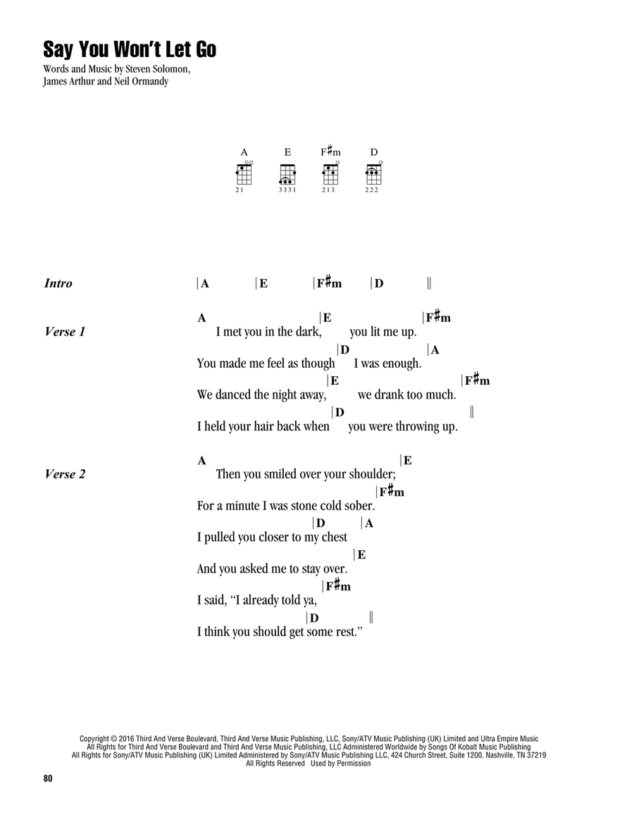 Say You Won't Let Go Ukulele scores gallery preview page 1