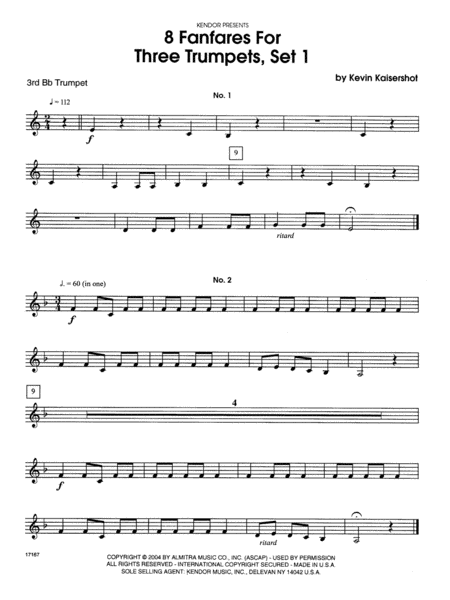 8 Fanfares For Three Trumpets, Set 1 - 3rd Bb Trumpet