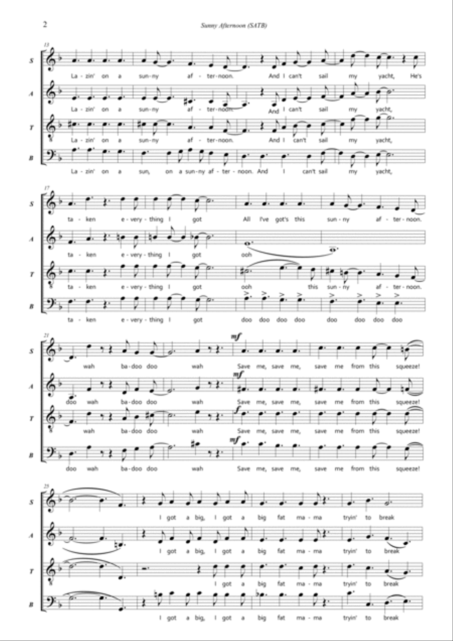 Sunny Afternoon Sunny Afternoon 4-Part scores gallery preview page 2