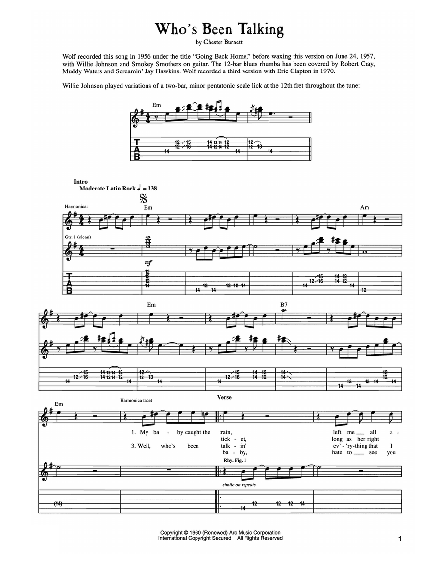 Who's Been Talking Electric Guitar scores gallery preview page 1