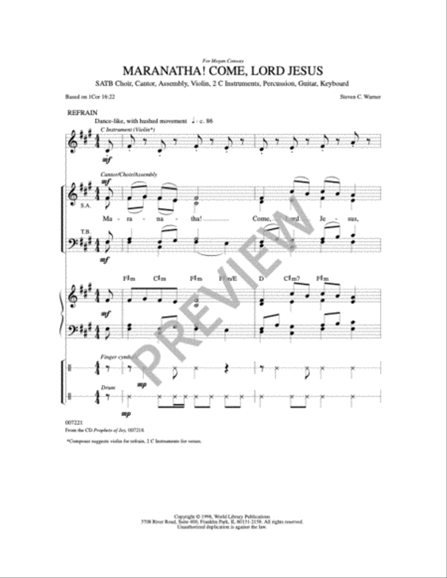 Maranatha Come Lord Jesus 4-Part scores gallery preview page 7