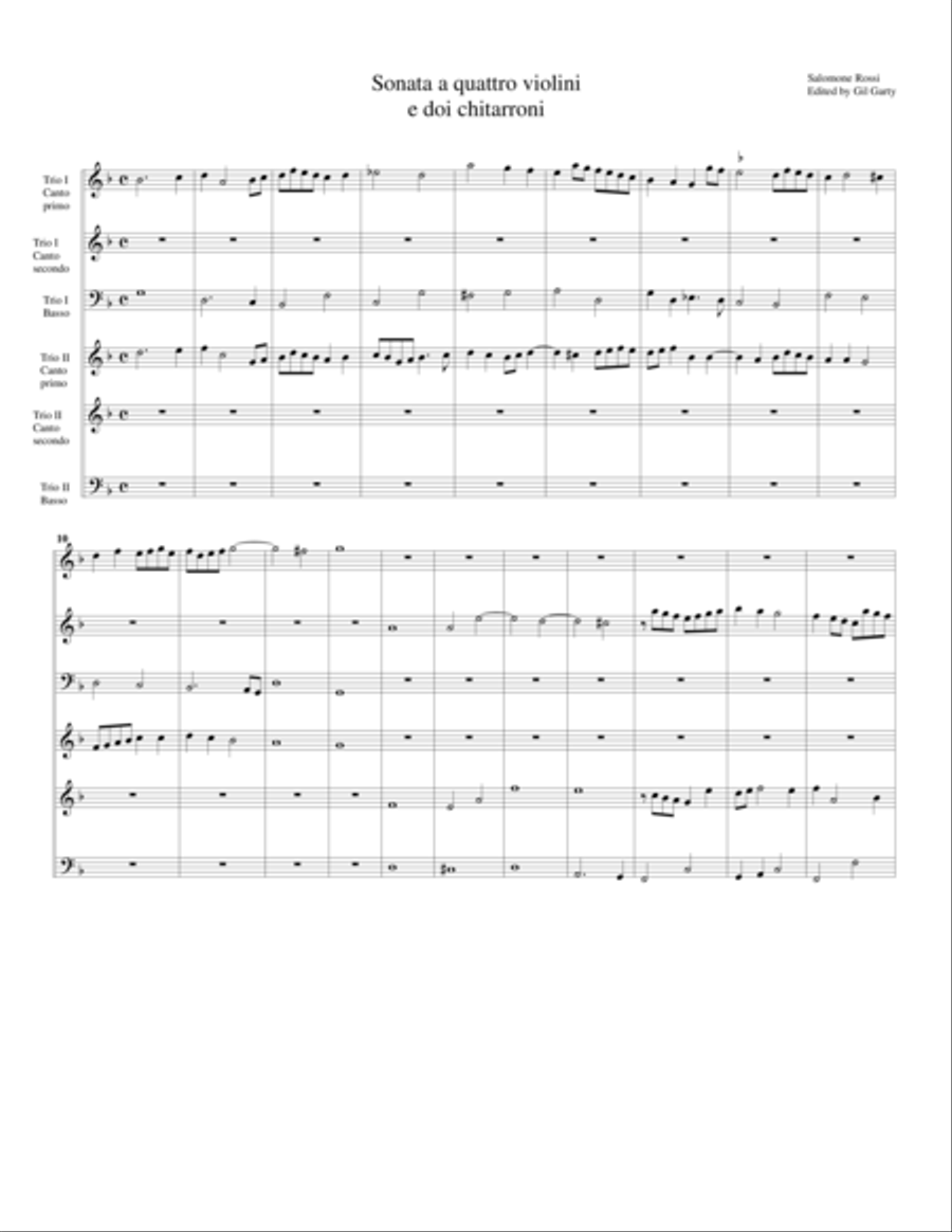 Sonata a quattro violini e doi chitarroni (arrangement for 6 recorders) Small Ensemble scores gallery preview page 1