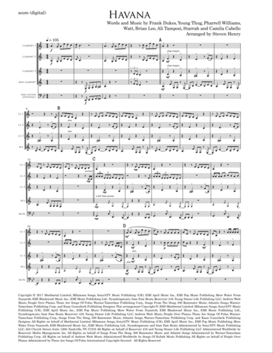 Havana Havana Clarinet Quartet scores gallery preview page 3