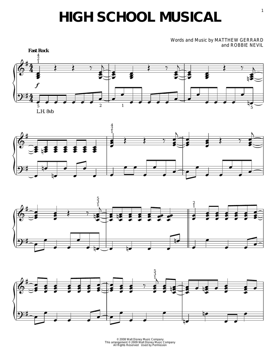 High School Musical Piano Solo scores gallery preview page 1