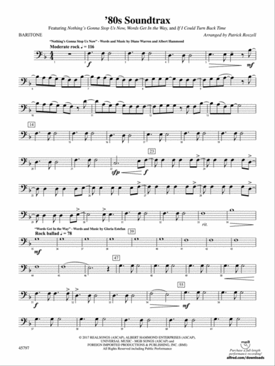'80s Soundtrax: Baritone B.C. Concert Band scores gallery preview page 1