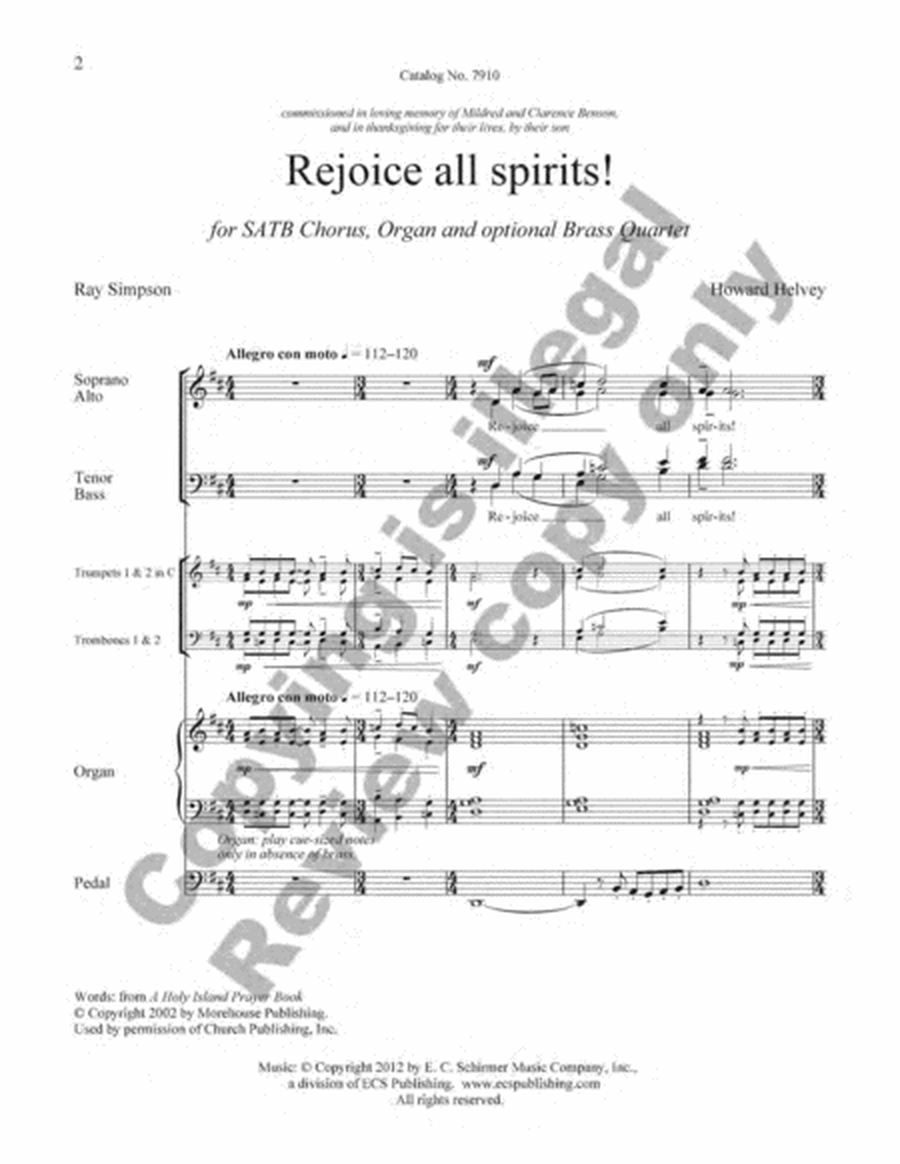 Rejoice all spirits! (Choral Score) image number null