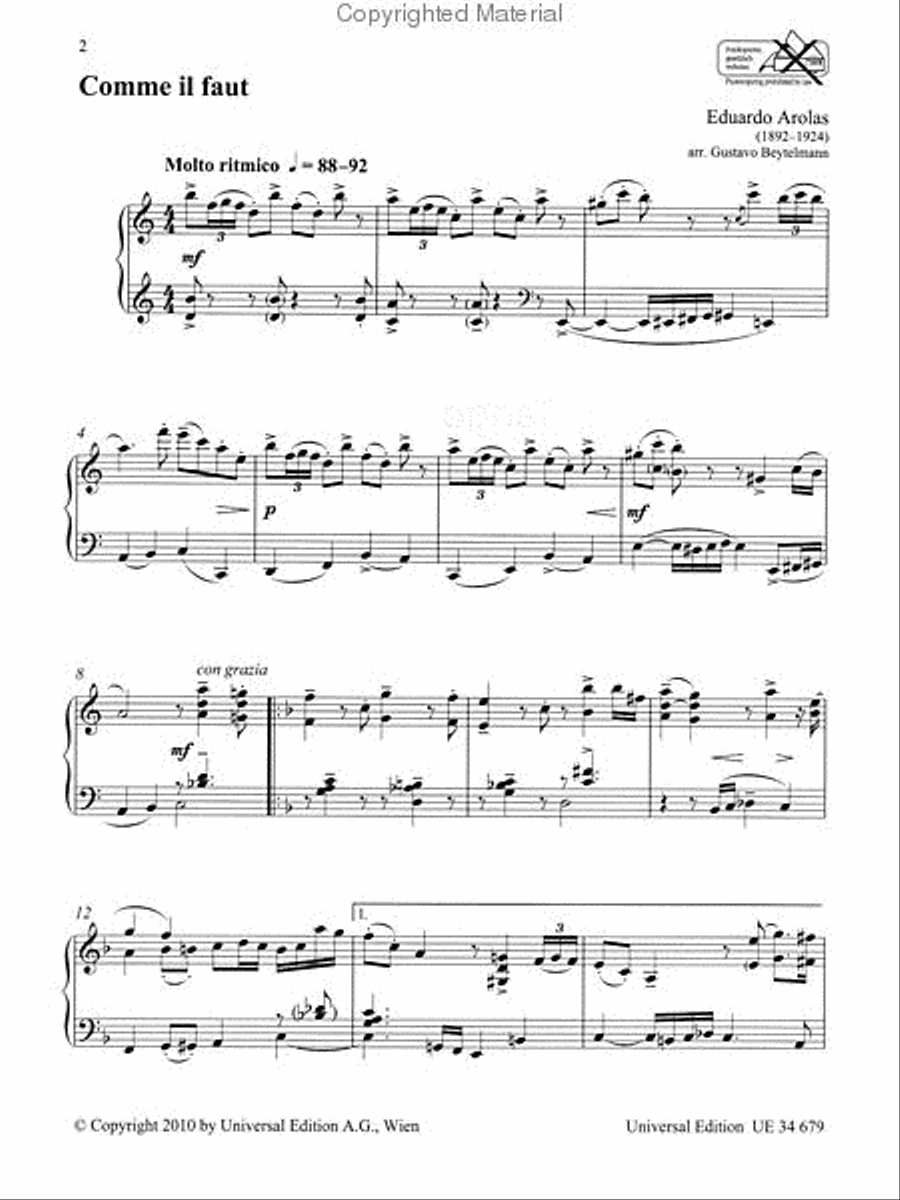 Solo Tango Solo Piano Chamber Music scores gallery preview page 2