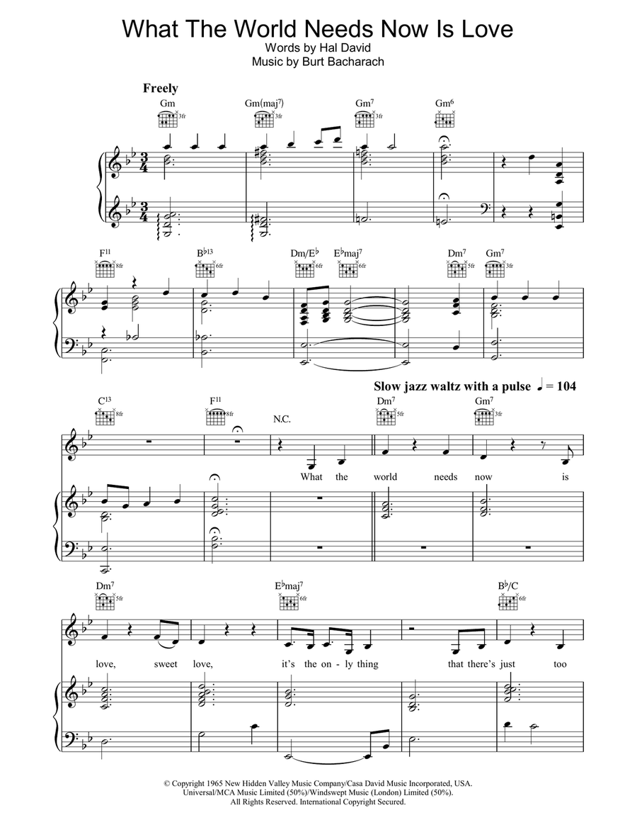 What The World Needs Now Is Love Guitar scores gallery preview page 1