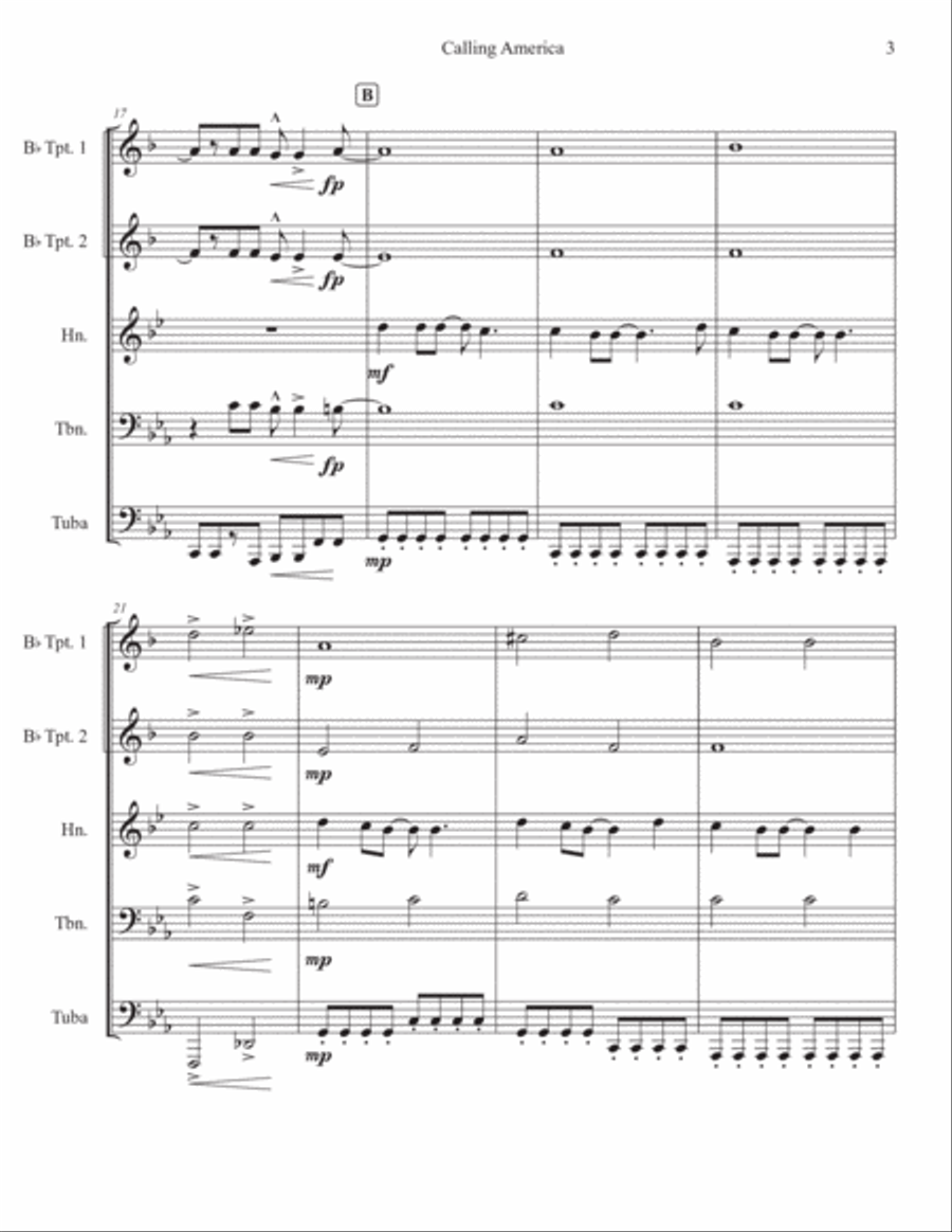 Calling America Brass Quintet scores gallery preview page 3