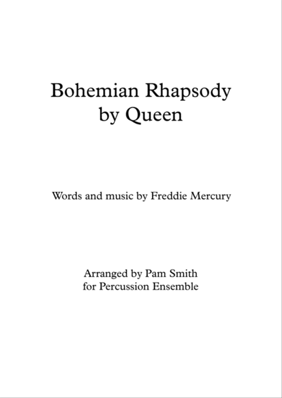 Bohemian Rhapsody Bohemian Rhapsody Percussion Ensemble scores gallery preview page 1