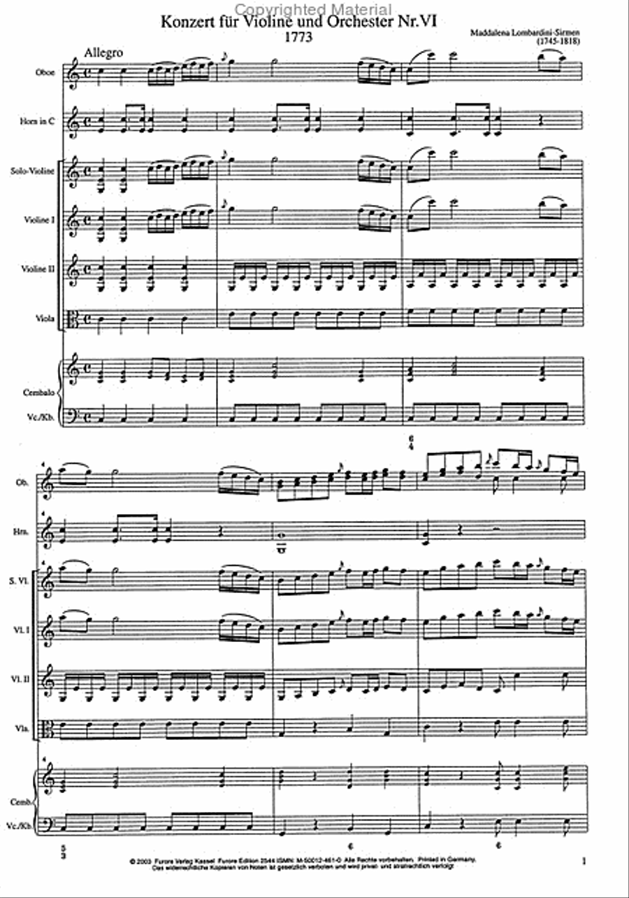 Konzert fur Violine und Orchester op. 3 Nr. 4 C-Dur Orchestra scores gallery preview page 2