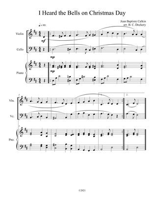 I Heard the Bells on Christmas Day (Violin and Cello Duet) with optional piano accompaniment