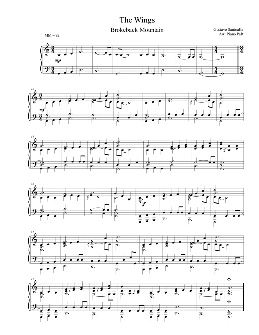 The Wings The Wings Piano Solo scores gallery preview page 1