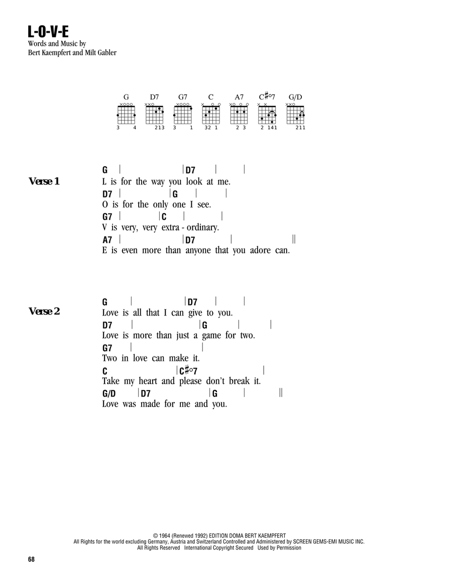 L-O-V-E L-O-V-E Acoustic Guitar scores gallery preview page 1