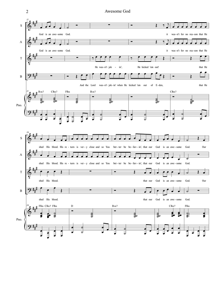 Awesome God 4-Part scores gallery preview page 2