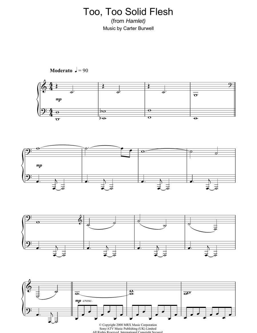 Too Too Solid Flesh (from Hamlet) Piano Solo scores gallery preview page 1
