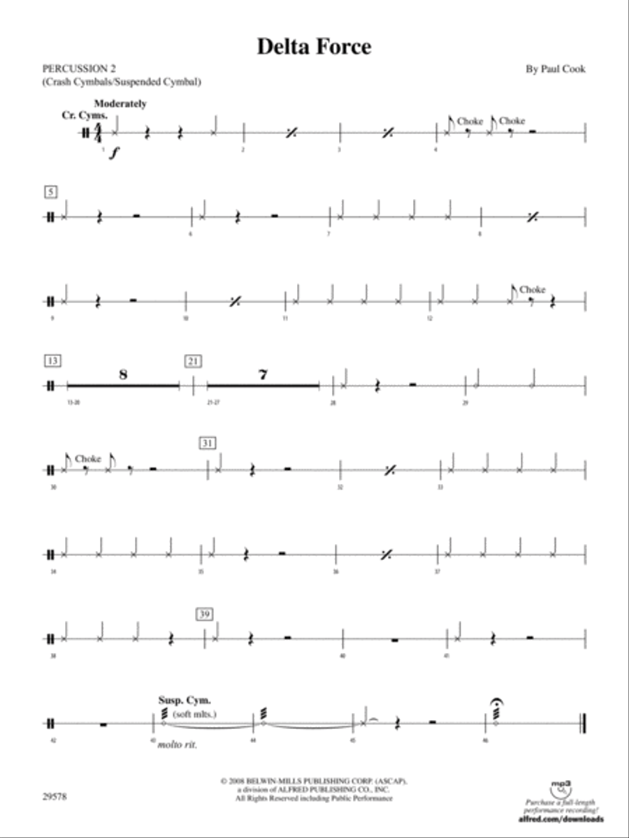 Delta Force: 2nd Percussion Concert Band scores gallery preview page 1