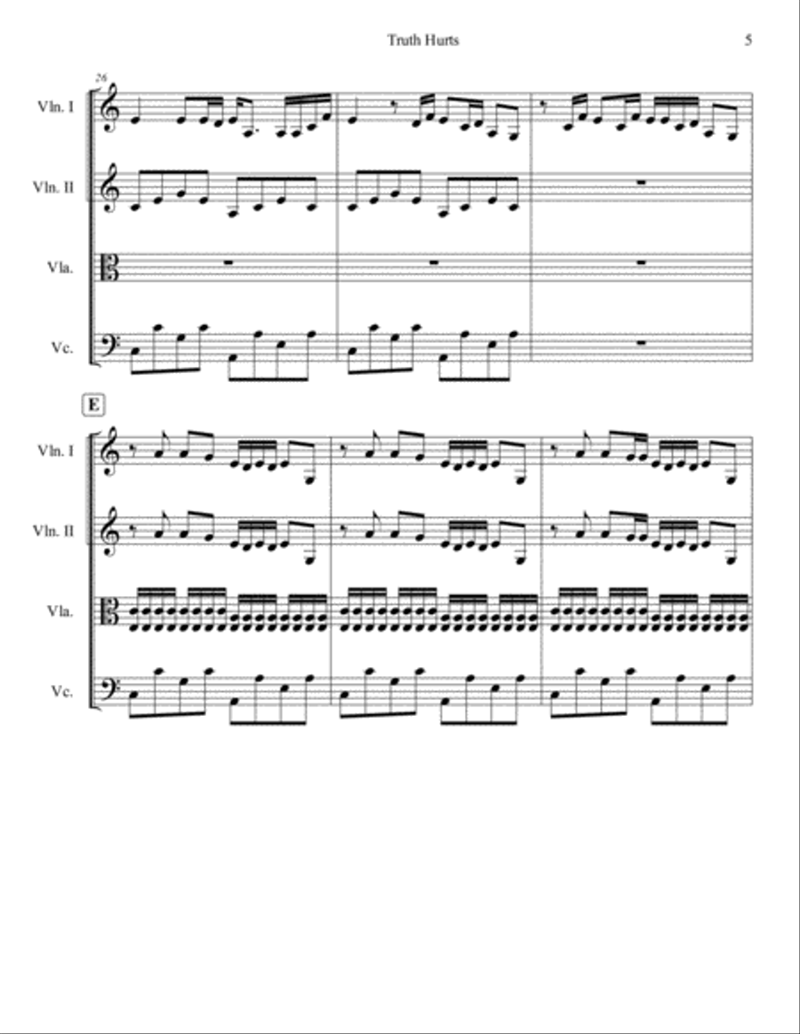 Truth Hurts String Quartet scores gallery preview page 5